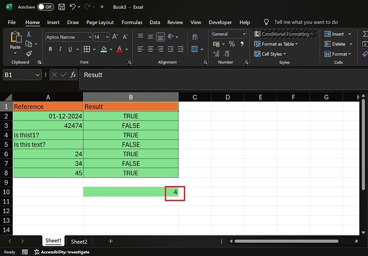 在 Microsoft Excel2 中计算包含公式的单元格数