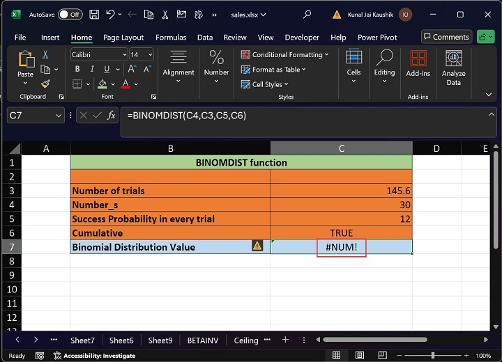 Excel BINOMDIST 函数 12
