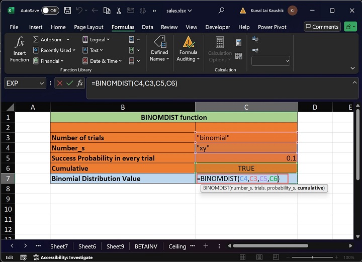 Excel BINOMDIST 函数 7