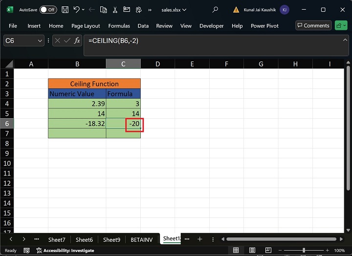 Excel Ceiling 函数 6