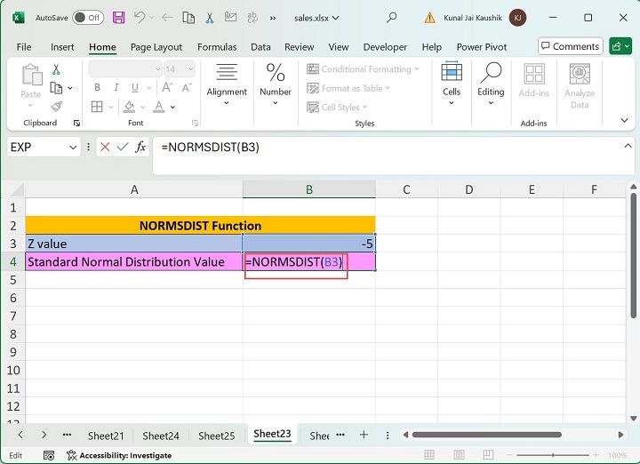 Excel NORMSDIST 函数 5