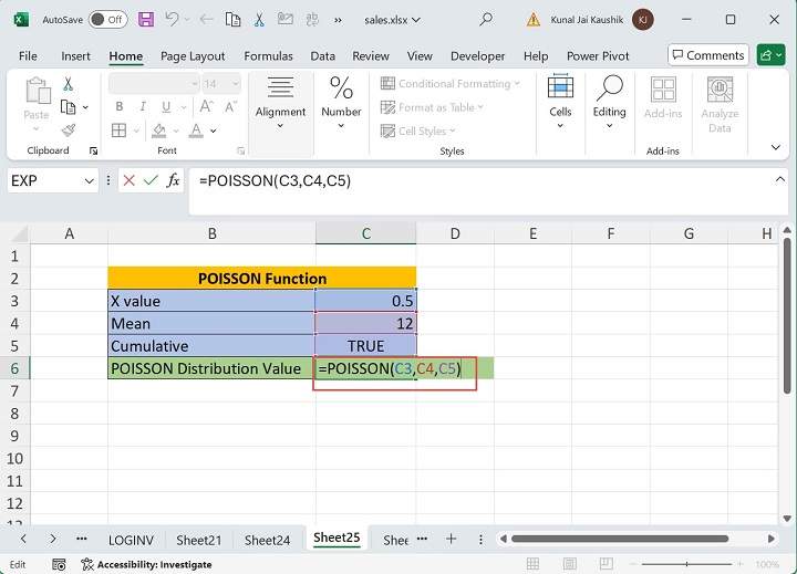 Excel POISSON 函数 1