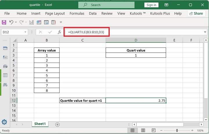 Excel QUARTILE 函数 3