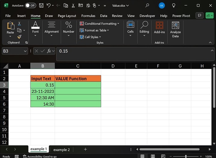 如何在 Excel1 中应用 VALUE 函数