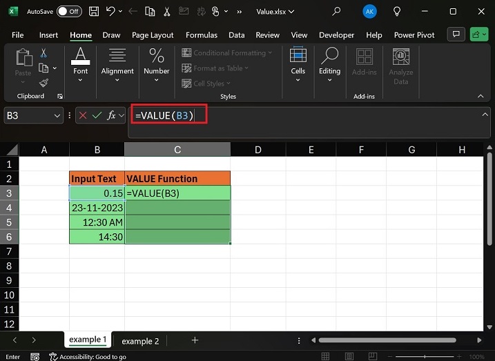 如何在 Excel2 中应用 VALUE 函数