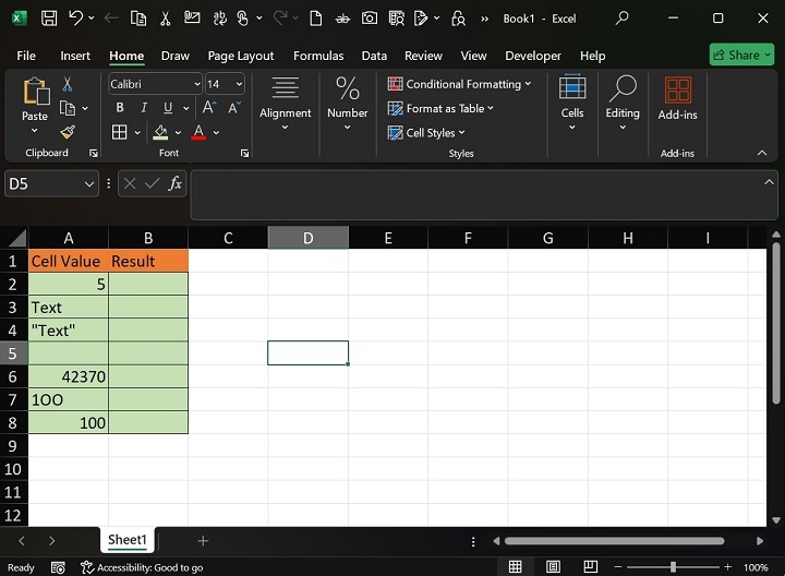 如何在 Excel1 中使用 ISNONTEXT 函数