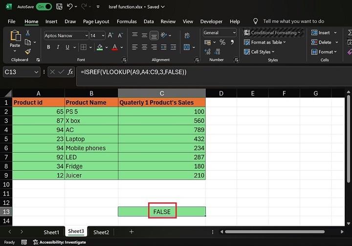 使用 VLOOKUP 公式和 ISREF 函数 2