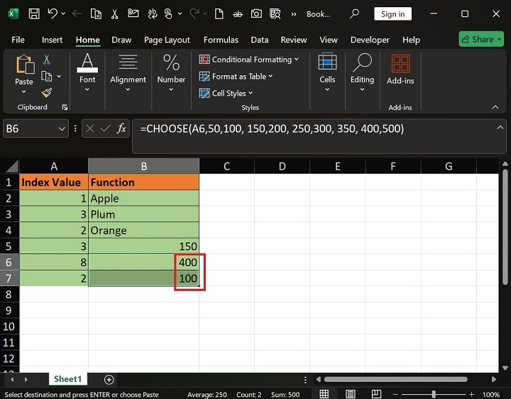 CHOOSE 函数在 Excel6 中起什么作用
