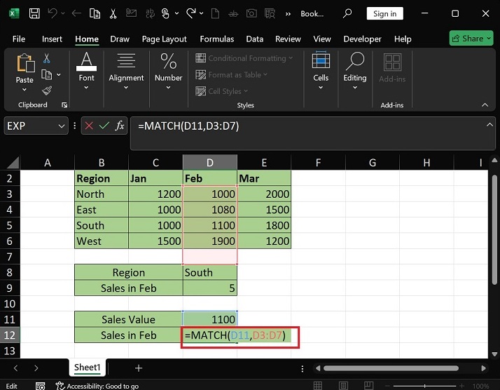 MATCH 函数在 Excel5 中的作用是什么