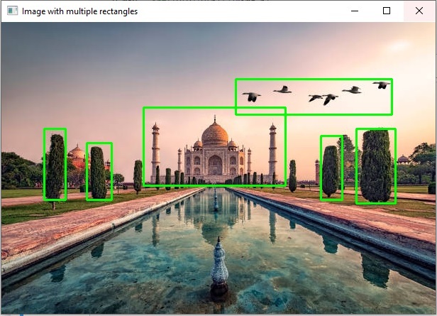 使用 OpenCV Python 在图像中绘制多个矩形 | w3schools 中文网