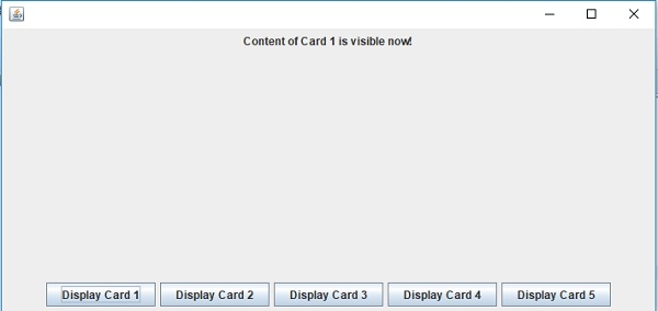 Java 程序在 CardLayout 中显示 5 张不同的卡片 | w3schools 教程