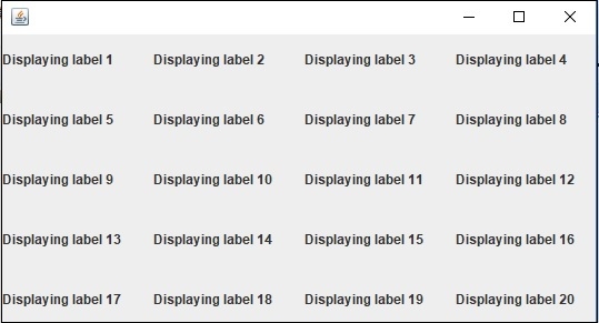 如何使用 Java 中的 GridLayout 以 4 列表格的形式显示标签? | w3schools 中文网