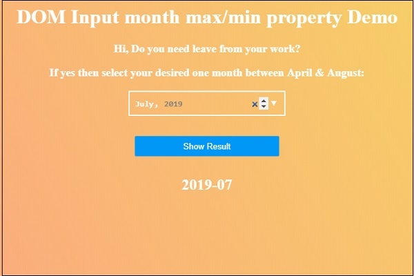 HTML DOM Input Month max 属性 | w3schools 教程