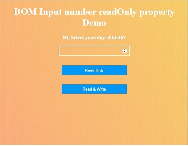 HTML DOM Input Number readOnly 属性 | w3schools 中文网