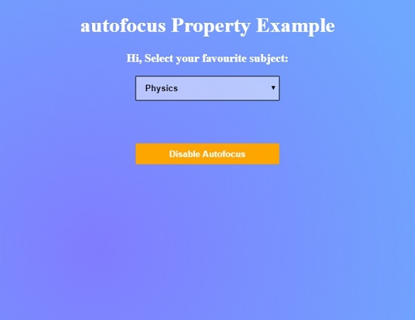 HTML DOM Select autofocus 属性 | w3schools 中文网