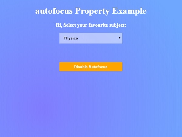 HTML DOM Select autofocus 属性 | w3schools 中文网