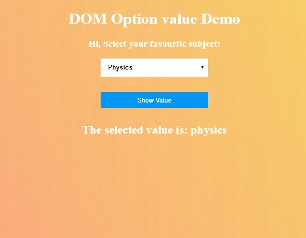 HTML DOM Option value 属性 | w3schools 中文网