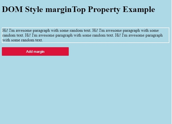 HTML DOM Style marginTop 属性 | w3schools 中文网