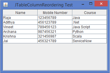 如何防止 Java 中 JTable 的列重新排序? | w3schools 中文网