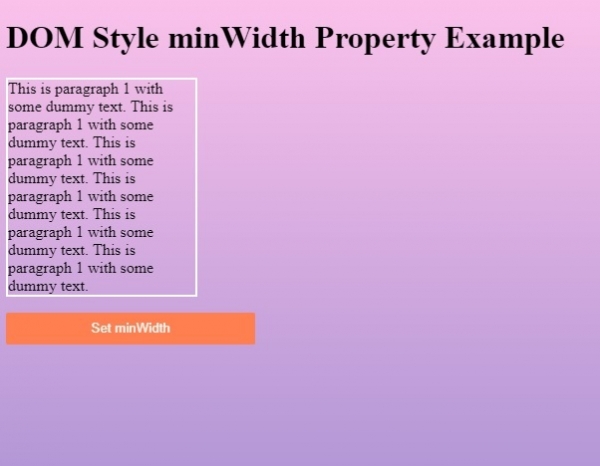HTML DOM Style minWidth 属性 | w3schools 中文网