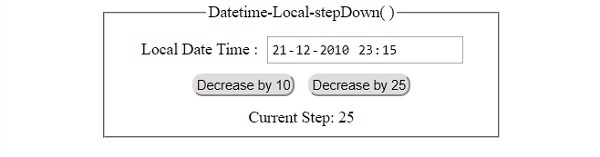 HTML DOM Input DatetimeLocal stepDown( ) 方法 | w3schools 中文网