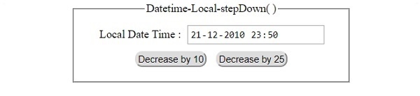 HTML DOM Input DatetimeLocal stepDown( ) 方法 | w3schools 中文网