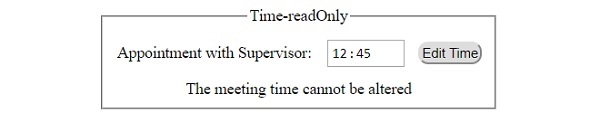 HTML DOM Input Time readOnly 属性 | w3schools 中文网