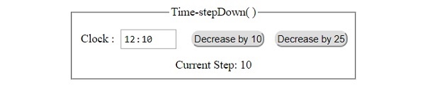 HTML DOM Input Time stepDown( ) 方法 | w3schools 中文网