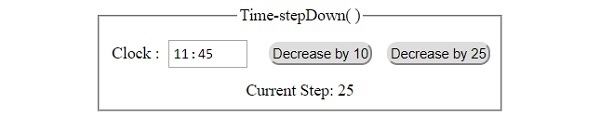 HTML DOM Input Time stepDown( ) 方法 | w3schools 中文网