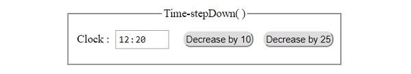 HTML DOM Input Time stepDown( ) 方法 | w3schools 中文网