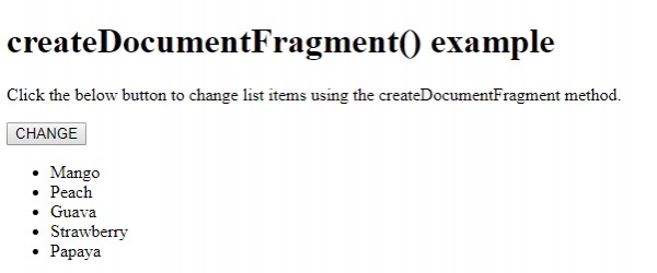 HTML DOM createDocumentFragment() 方法 | w3schools 中文网
