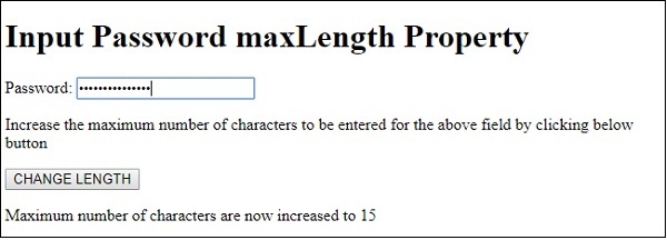 HTML DOM Input Password maxLength 属性 | w3schools 中文网