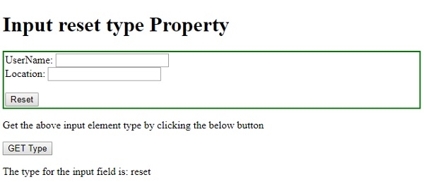 HTML DOM Input Reset type 属性 | w3schools 中文网