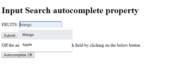 HTML DOM Input Search autocomplete 属性 | w3schools 中文网