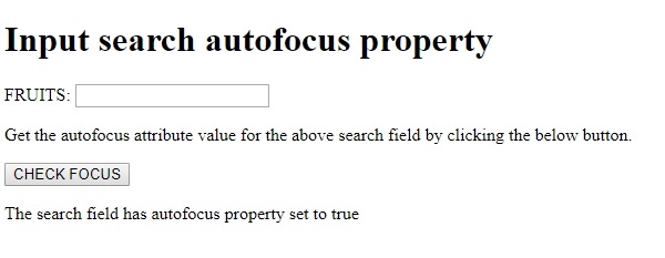 HTML DOM Input Search autofocus 属性 | w3schools 中文网