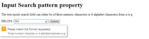 HTML DOM Input Search pattern 属性 | w3schools 中文网