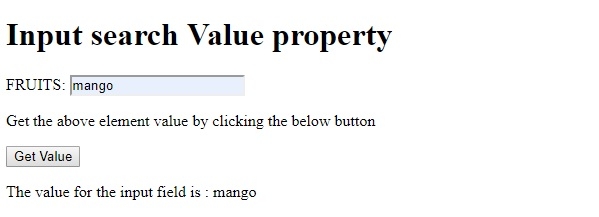 HTML DOM Input Search value 属性 | w3schools 中文网