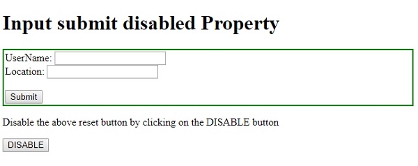 HTML DOM Input Submit disabled 属性 | w3schools 中文网