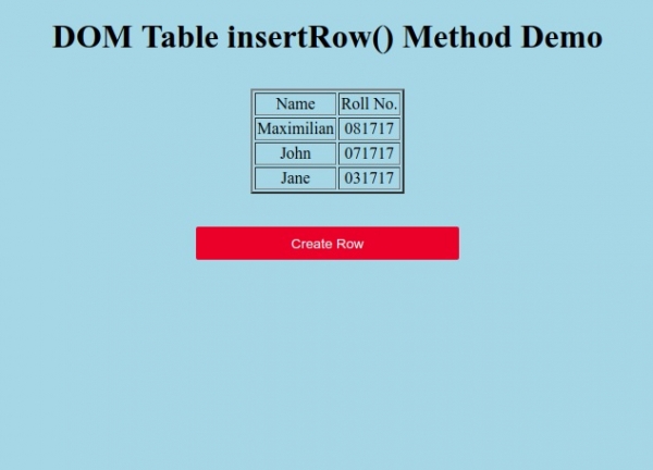 HTML DOM Table insertRow() 方法 | w3schools 教程