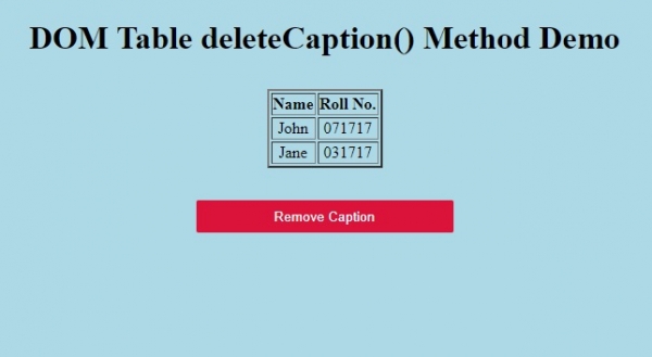 HTML DOM Table deleteCaption() 方法 | w3schools 中文网