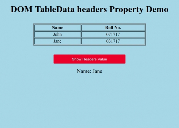 HTML DOM TableData headers 属性 | w3schools 教程