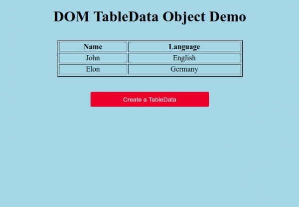 HTML DOM 表数据对象 | w3schools 中文网