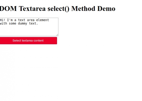 HTML DOM Textarea select() 方法 | w3schools 中文网
