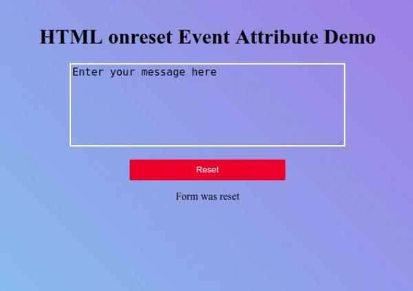 HTML onreset 事件属性 | w3schools 中文网