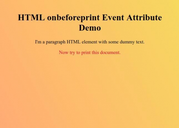 HTML onbeforeprint 事件属性 | w3schools 中文网