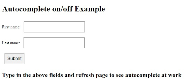 如何禁用 HTML 输入字段的自动完成功能? | w3schools 中文网