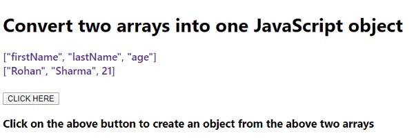 我们可以将两个数组转换为一个 JavaScript 对象吗? | w3schools 中文网