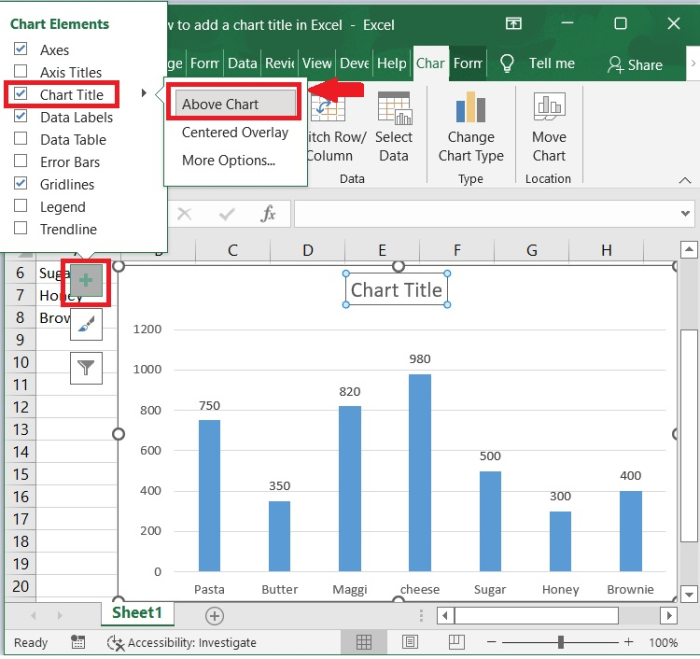 如何在 Excel 中添加图表标题? | w3schools 中文网