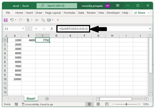 如何在 Excel 中计算一组数字的百分位数和四分位数? | w3schools 中文网