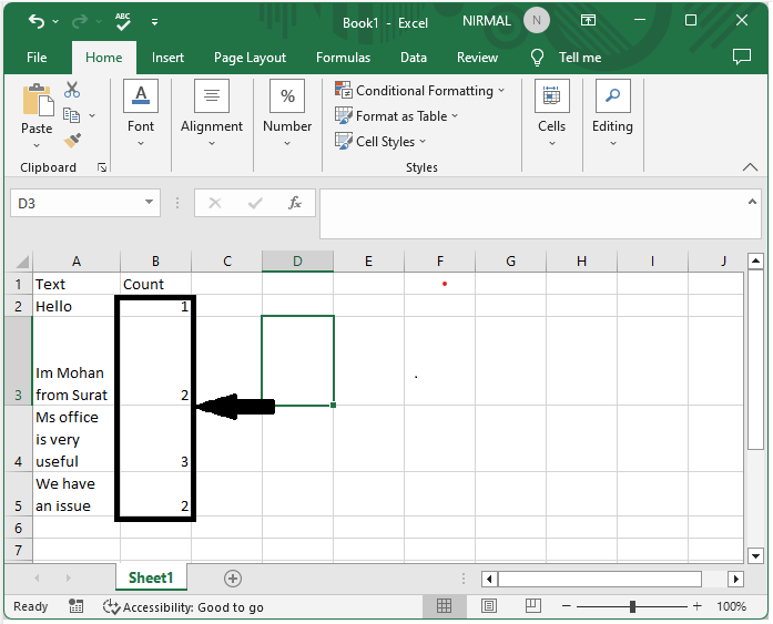 如何在 Excel 中计算单元格的行数(换行符) | w3schools 中文网